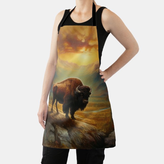 Buffalo Bison Sunset Silhouette Schürze (InSitu)