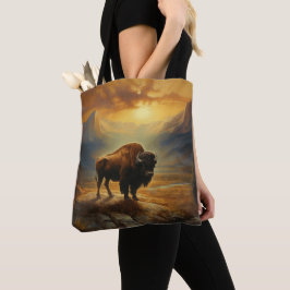 Buffalo Bison Sunset Silhouette Tasche