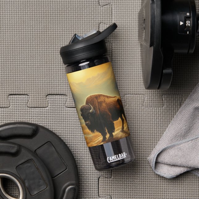 Buffalo Bison Sunset Silhouette Trinkflasche (Fitnessstudio)