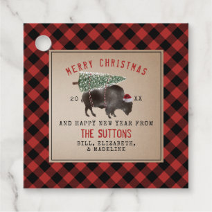 Buffalo Bison Weihnachtsbaum Rustikal Kariert Geschenkanhänger