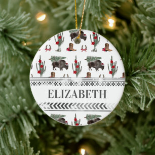 Buffalo Bison Western Ranch Cowboy Weihnachtsbaum Keramik Ornament