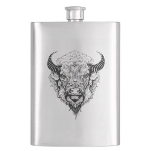 Buffalo Bison Wild Animal Nature Illustration Art Flachmann