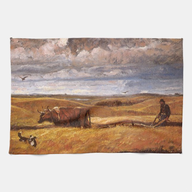 Buffalo Bones Plowinz von Harvey Thomas Dunn Geschirrtuch (Horizontal)