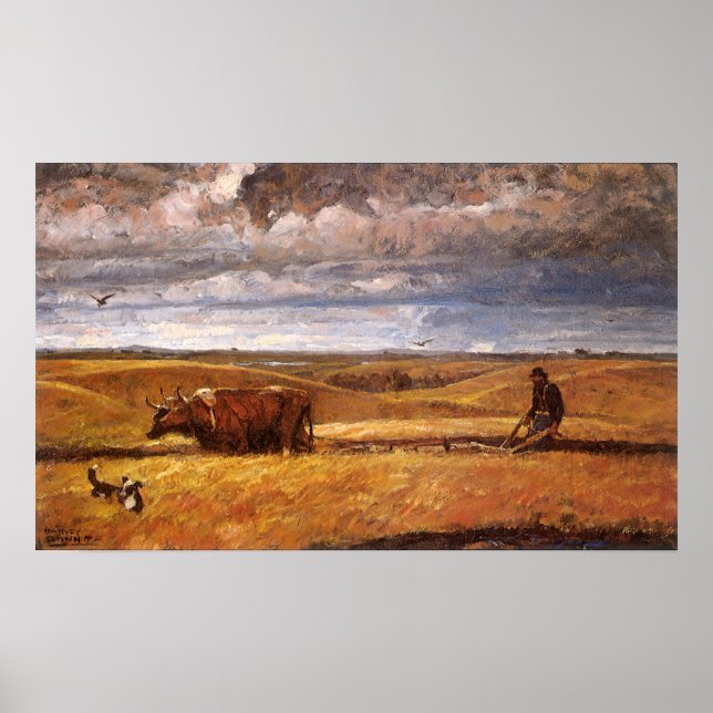 Buffalo Bones Plowinz von Harvey Thomas Dunn Poster (Vorne)