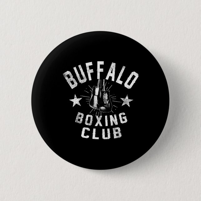 Buffalo Boxing Club - Vintager, gestörter Boxer Button (Vorderseite)