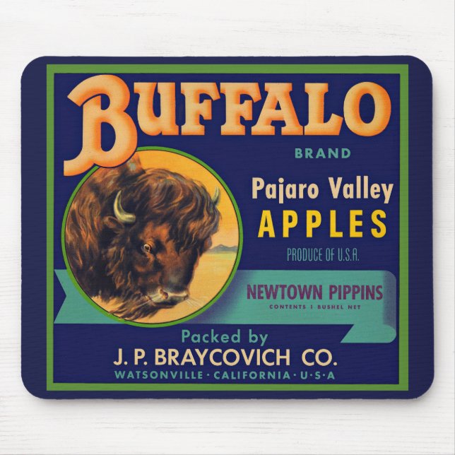 Buffalo Brand Äpfel der 1930er Jahre kratzen Etike Mousepad (Vorne)