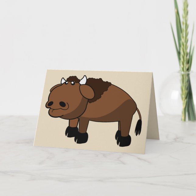 Buffalo-Cartoon-Grußkarte Karte (Vorderseite)