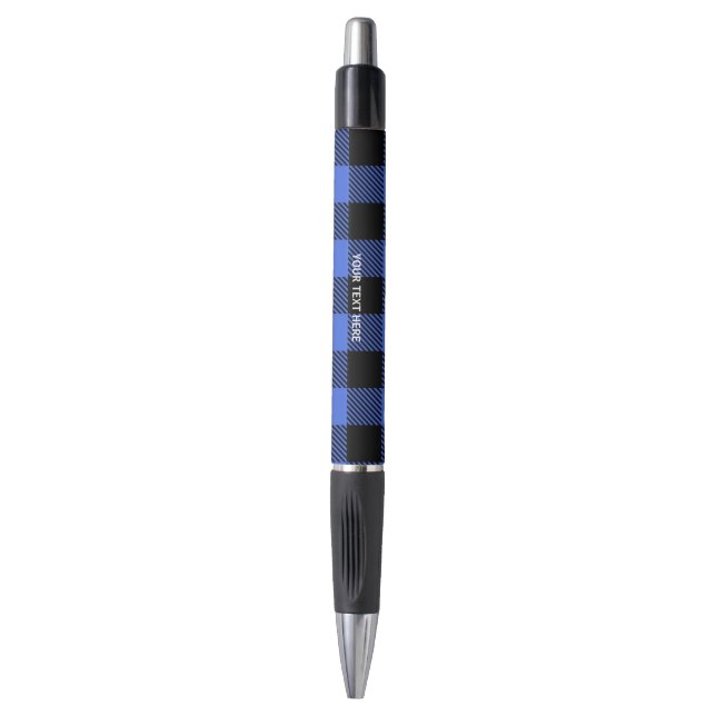 Buffalo Check Blue & Black Lumberjack Plaid Decor Kugelschreiber (Vorderseite Vertikal)
