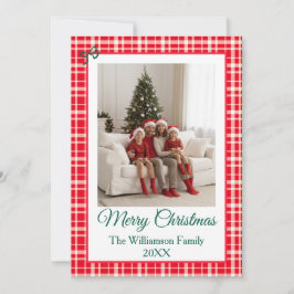 Buffalo Check Style Photo Red and Green Christmas Feiertagskarte