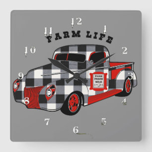 Buffalo Check Truck Quadratische Wanduhr