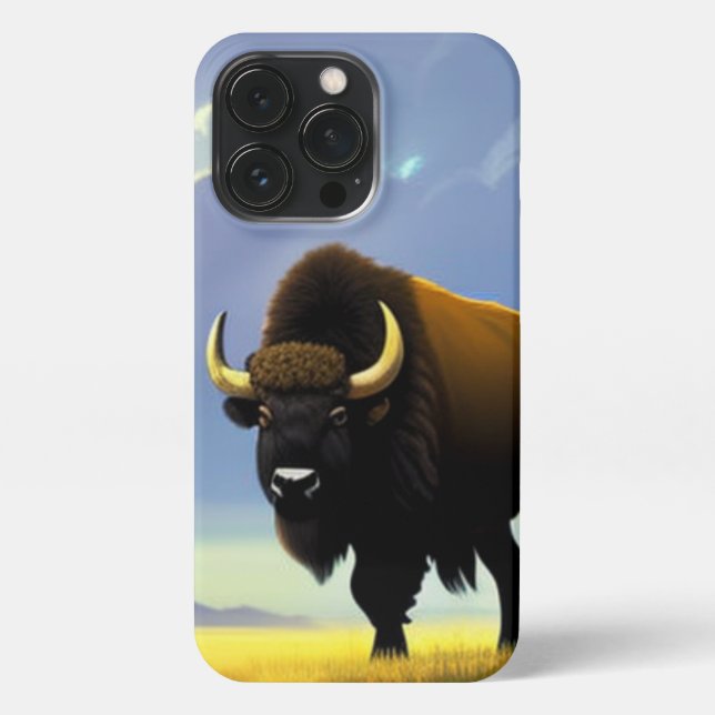 Buffalo Fields iPhone 13 Pro Slim Fit Case, Glossy Hülle (Rückseite)