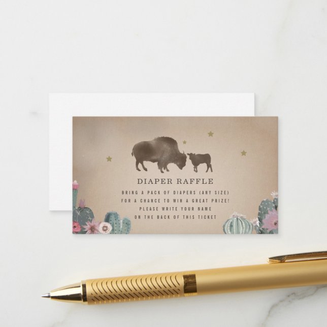 Buffalo Floral Baby Duschkabine Windeln Raffle Tic Begleitkarte (Vorderseite/Rückseite Beispiel)
