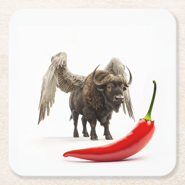 Buffalo Flügel mit Chili Pepper Rechteckiger Pappuntersetzer (Vorderseite)