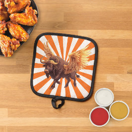 Buffalo Flügel mit orangefarbener Sternexplosion Topflappen