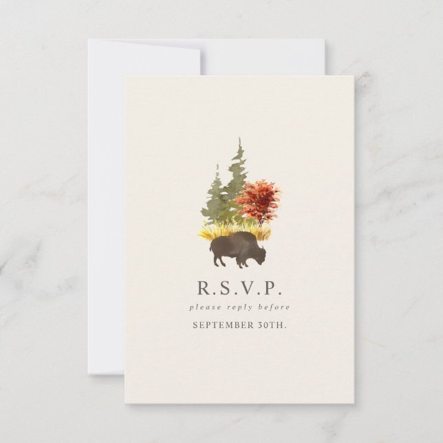 Buffalo Foliage Herbsthochzeit RSVP Karte (Vorderseite)