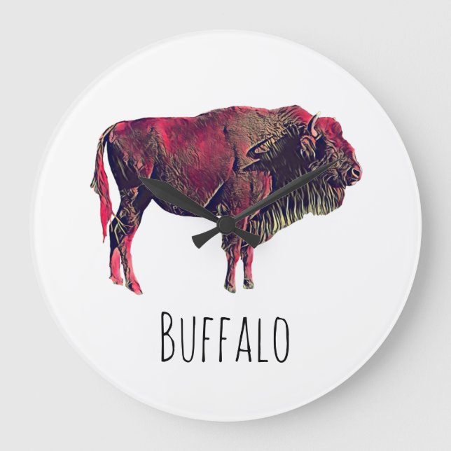 Buffalo Gift Große Wanduhr (Vorderseite)