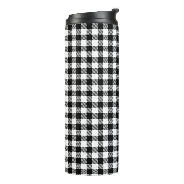 Buffalo Gingham Black and White Karo Kariert Thermosbecher (Nach links gedreht)