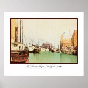Buffalo Hafen Vintage-Druck Poster