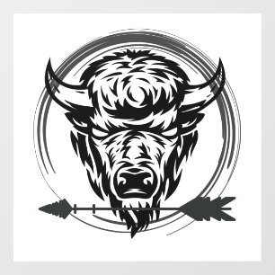 Buffalo Head and Arrow Fensteraufkleber