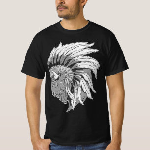 Buffalo Head avec coiffure indienne T-shirt homme