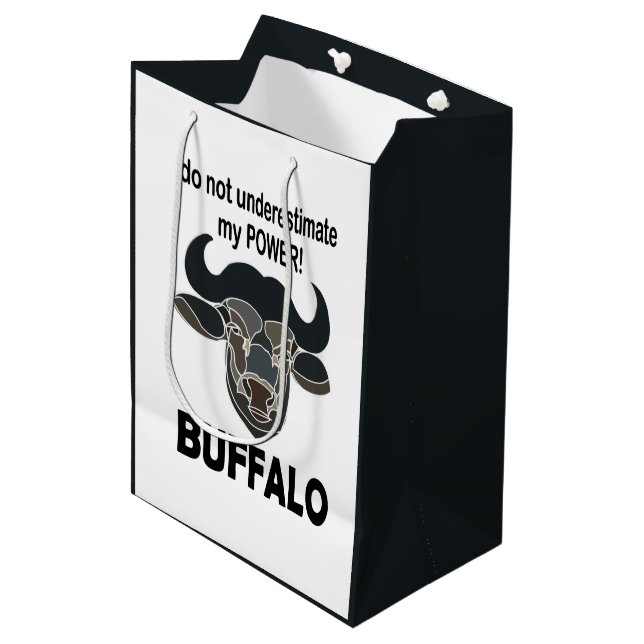 Buffalo Head Bison Animal Buffalo Mittlere Geschenktüte (Vorderseite Schrägansicht)