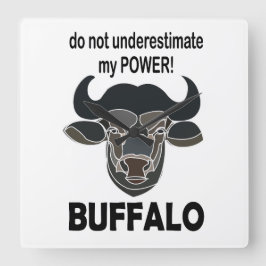 Buffalo Head Bison Animal Buffalo Quadratische Wanduhr