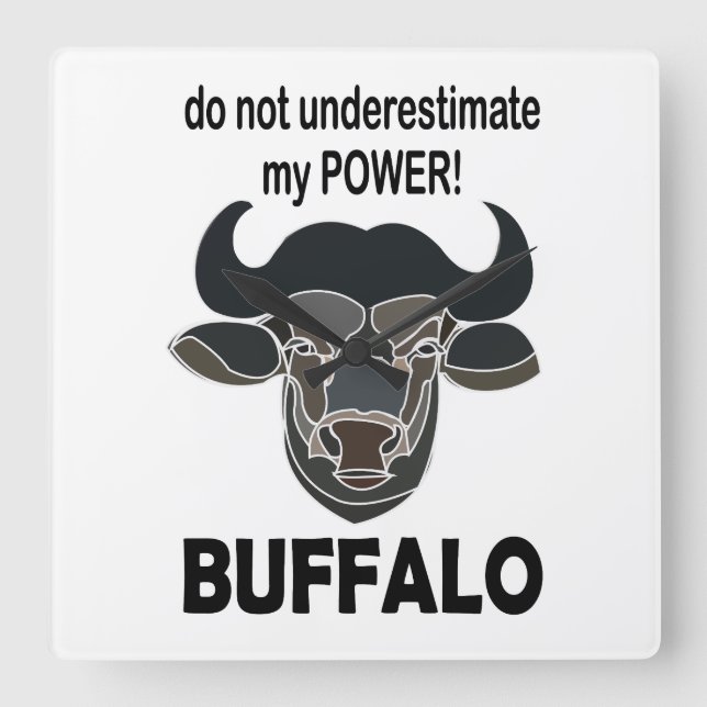 Buffalo Head Bison Animal Buffalo Quadratische Wanduhr (Vorderseite)