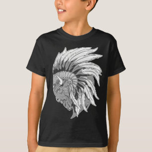 Buffalo Head mit indianischer Hitze Kinder T - Shi T-Shirt