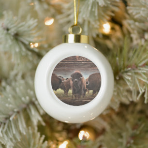 Buffalo Herd Keramik Kugel-Ornament