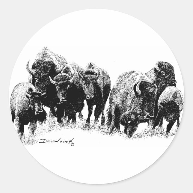 Buffalo Herd Runder Aufkleber (Vorderseite)