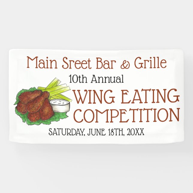 Buffalo Hot Chicken Wings Wing Eating Wettbewerb Banner (Horizontal)