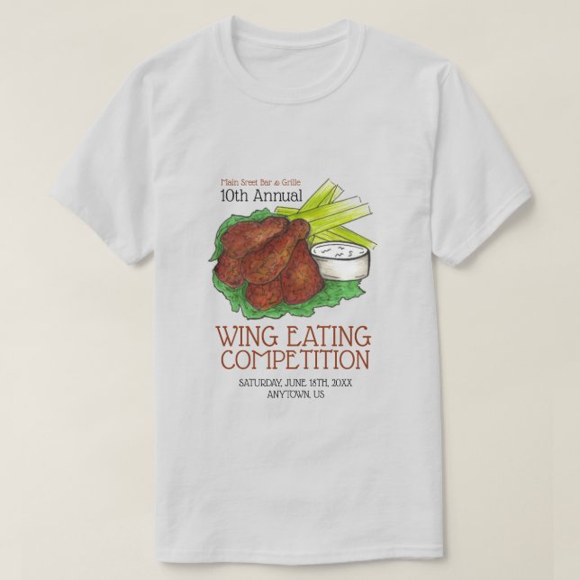 Buffalo Hot Chicken Wings Wing Eating Wettbewerb T-Shirt (Design vorne)