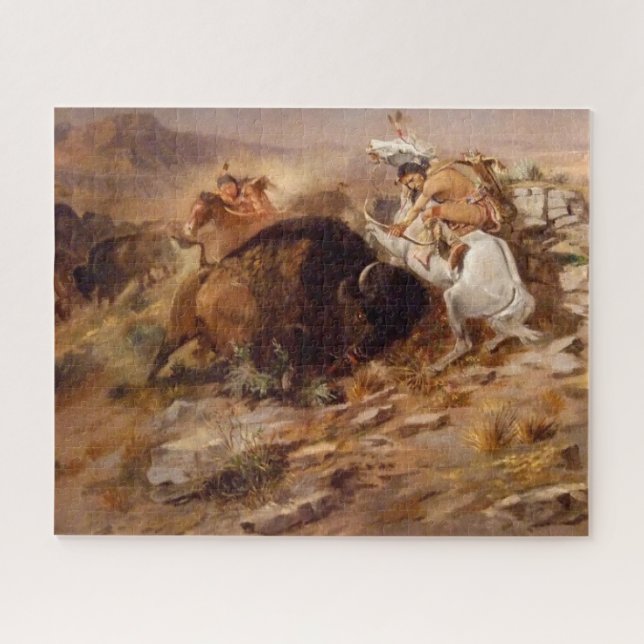 Buffalo Hunt Native American Hunters C M Russell (Horizontal)