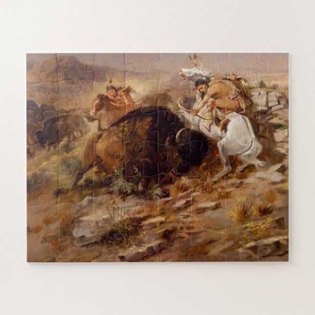Buffalo Hunt Native American Hunters C M Russell (Horizontal)