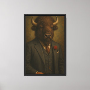 Buffalo im klassischen Anzug Art Leinwanddruck