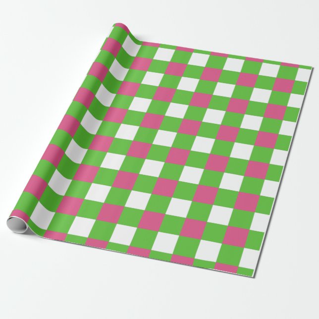 Buffalo Kariert| AKA Pink & Green Studentinnenverb Geschenkpapier (Ungerollt)