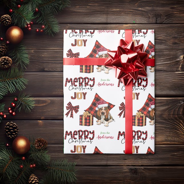 Buffalo Kariert Basset Hound Welpen Weihnachten Geschenkpapier (Von Creator hochgeladen)