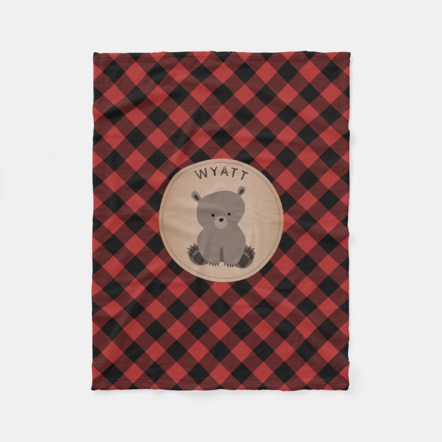 Buffalo Kariert Bear Kids Fleece Blankon (Vorderseite)