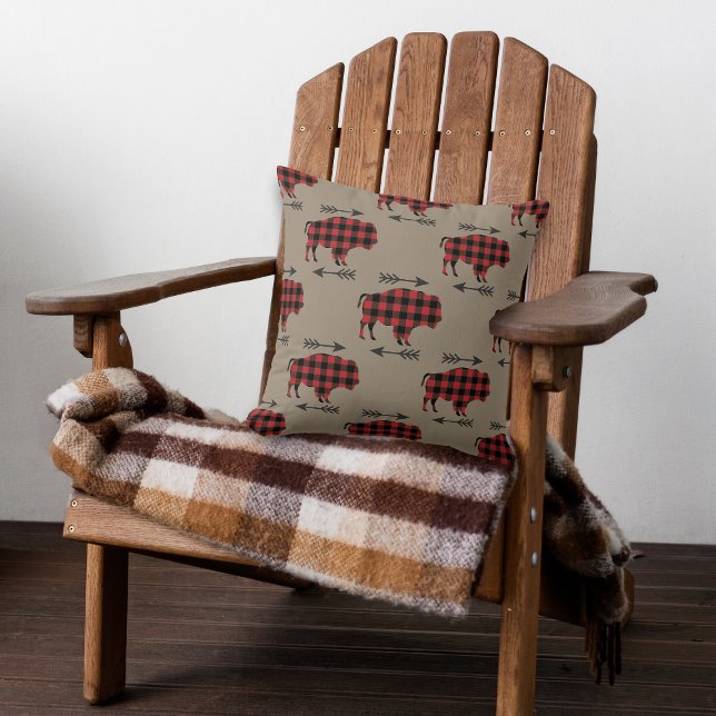 Buffalo Kariert Bison on Tan Reversible Kissen (Von Creator hochgeladen)