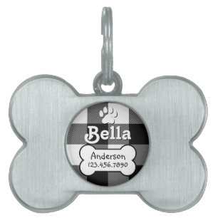 Buffalo Kariert Black and White Custom Dog Bone Tiermarke