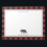 Buffalo Kariert Black Bear Personalisiert Notizblock<br><div class="desc">Ein Notizblock mit einer Abbildung eines schwarzen Bären mit einem roten und schwarzen Büffel kariert. Personalisieren Sie den Text.</div>
