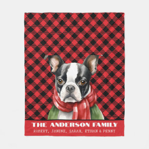 Buffalo Kariert Boston Terrier Weihnachten Fleecedecke