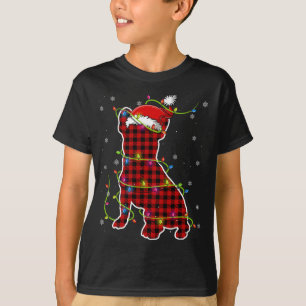 Buffalo Kariert Bulldog Santa Christmas Pajama Mat T-Shirt