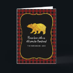Buffalo Kariert Chalkboard Foil Christmas Foto Feiertagskarte<br><div class="desc">Rustikale Weihnachtskarte mit Büffel-kariertem Muster und Goldfolienbär und Blatt,  die mit Ihrem eigenen Foto individuell gestaltet werden können.</div>