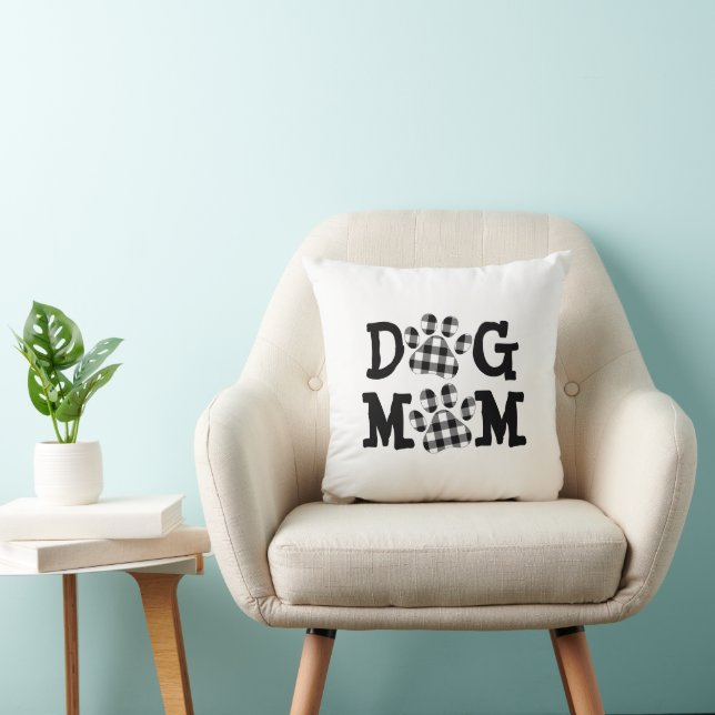 Buffalo Kariert DOG MAMA Pawprints Kissen (Stuhl )