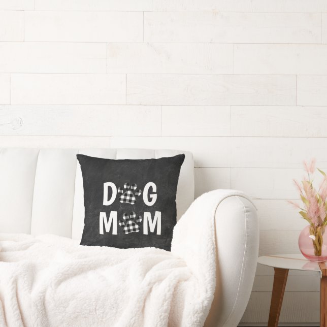 Buffalo Kariert DOG MAMA Pawprints Kissen (Liege)