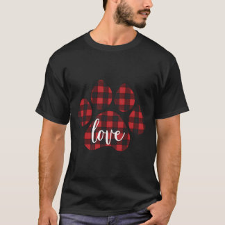 Buffalo Kariert Dog Paw Print Liebe T-Shirt