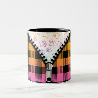 Buffalo Kariert Dog Paws Zweifarbige Tasse