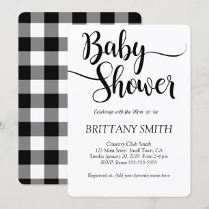 Buffalo Kariert einfache Babydusche Einladung