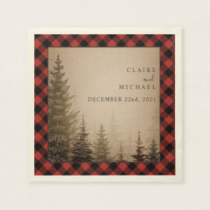 Buffalo Kariert Evergreen Trees Wedding Serviette